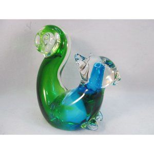 Hand Blown Multi Colored Art Glass Squirrel Figurine